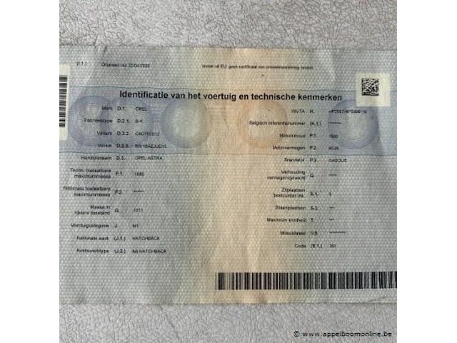 Hatchback opel, astra, w0vbf6ev4lg016637, 1e insch 29/11/2019, 1598cm³, 90kw, diesel, euro 6b, 143312km, inschrijvingsbewijs deel i, keuringsbewijs (geldig tot 29/11/2026), gelijkvormigheidsattest - afbeelding 15 van  22