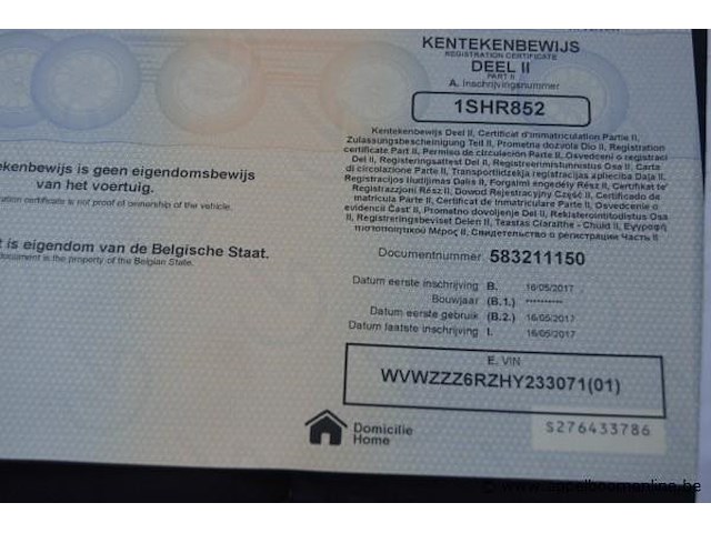 Hatchback volkswagen, polo, wvwzzz6rzhy233071, 1e insch 16/05/2017, 1422cm³, 66kw, diesel, euro 6b, 157511km, inschrijvingsbewijs deel i en ii, keuringsbewijs (geldig tot 16/05/2026), gelijkvormigheidsattest - afbeelding 13 van  22