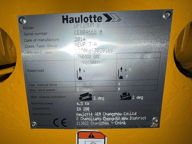 Haulotte - 2014 - optimum 8 - hoogwerker - afbeelding 2 van  2