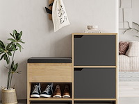Haven shoe bench schoenenkast | 100% melamine | antraciet, eiken - afbeelding 1 van  4