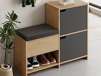 Haven shoe bench schoenenkast | 100% melamine | antraciet, eiken - afbeelding 2 van  4