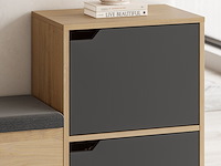 Haven shoe bench schoenenkast | 100% melamine | antraciet, eiken - afbeelding 3 van  4