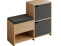 Haven shoe bench schoenenkast | 100% melamine | antraciet, eiken - afbeelding 4 van  4