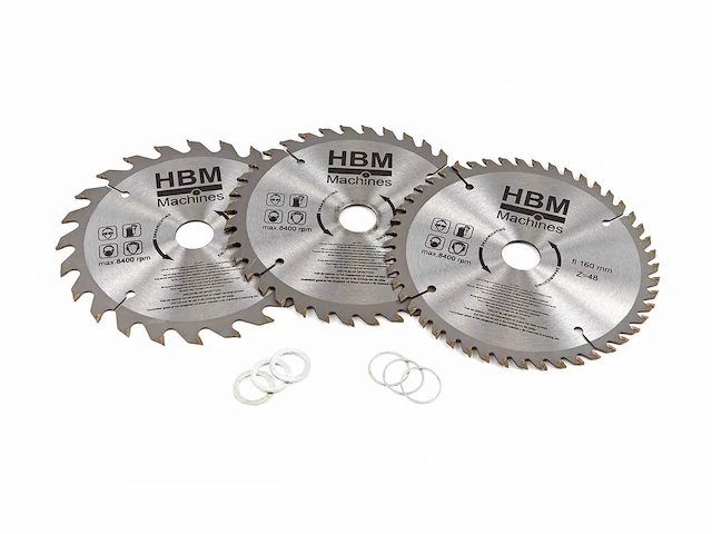 Hbm - cirkelzaagbladen - 3 -delig 160mm - saw blade - afbeelding 1 van  5