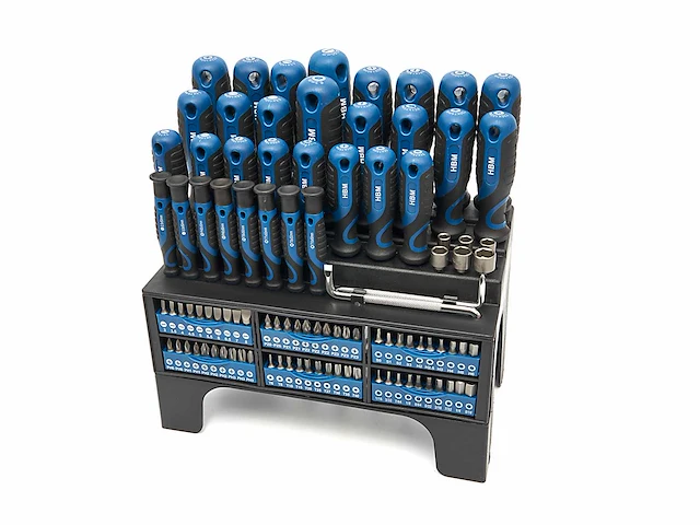 Hbm soft grip schroevendraaier-, dopsleutel-, bitset 100-delig - afbeelding 1 van  3