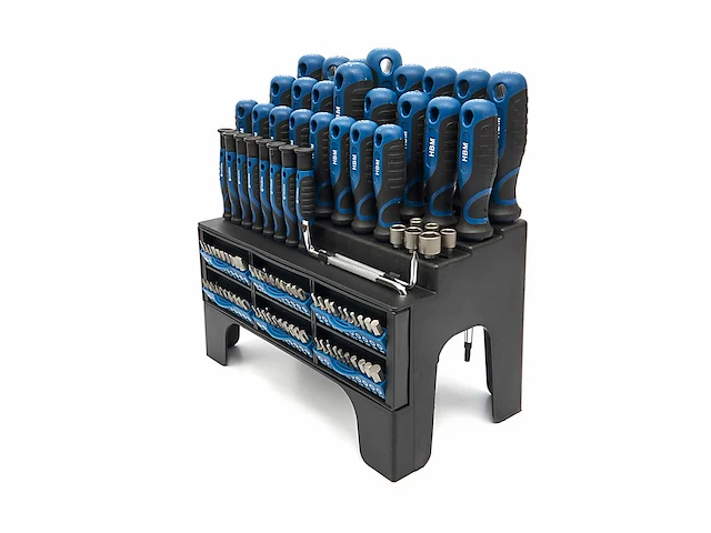 Hbm soft grip schroevendraaier-, dopsleutel-, bitset 100-delig - afbeelding 2 van  3