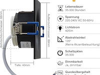 Hcfei led inbouwspots set hoekig - zwart 5 watt dimbaar - afbeelding 2 van  4