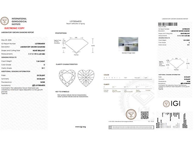 Heart diamant 1.54ct – d/vs1 – igi - afbeelding 3 van  3