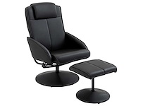 Hedendaagse stijl ligstoel met voetsteun synthetische bekleding in zwart staal - afbeelding 1 van  6