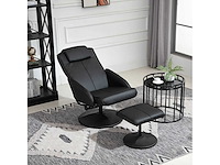 Hedendaagse stijl ligstoel met voetsteun synthetische bekleding in zwart staal - afbeelding 3 van  6