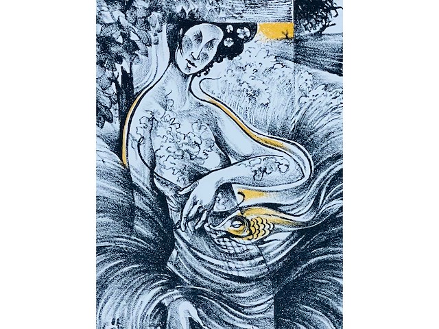 Hedwig pauwels - naakt - kleurenlithografie - afbeelding 3 van  5