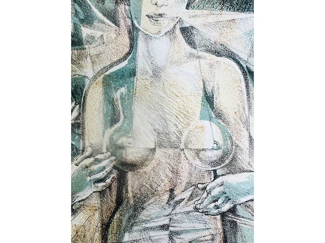 Hedwig pauwels - naakt - kleurenlithografie - afbeelding 1 van  9