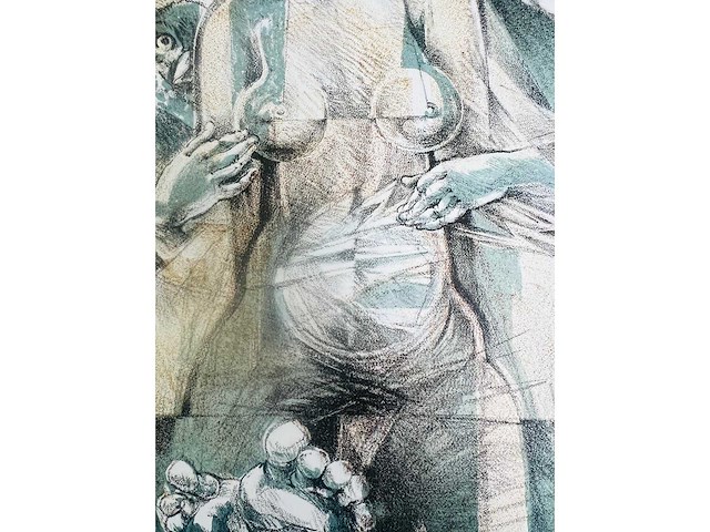 Hedwig pauwels - naakt - kleurenlithografie - afbeelding 2 van  9