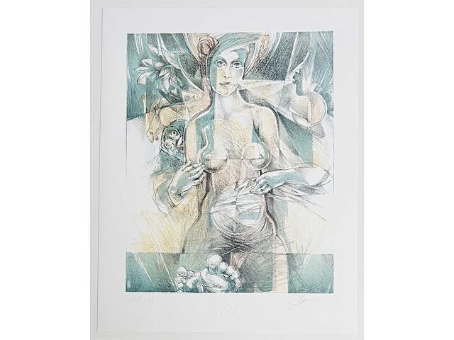 Hedwig pauwels - naakt - kleurenlithografie - afbeelding 3 van  9
