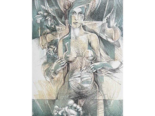 Hedwig pauwels - naakt - kleurenlithografie - afbeelding 4 van  9