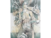 Hedwig pauwels - naakt - kleurenlithografie - afbeelding 4 van  9