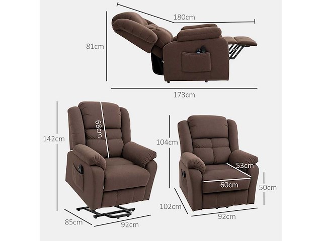 Hefstoel met massagefunctie en lumbale verwarming - afbeelding 3 van  9