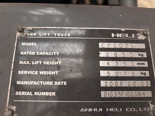 Heftruck heli type cpcd35, 2008 - afbeelding 9 van  19