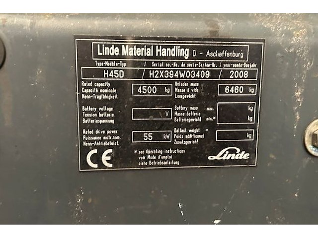 Heftruck linde h45d 5 ton - afbeelding 8 van  16