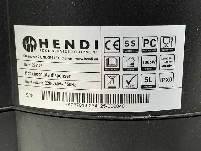 Hendi 27412 chocolademelk dispenser - afbeelding 4 van  5