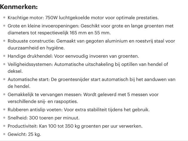 Hendi heavy duty 750w groentensnijder - afbeelding 6 van  6