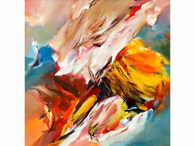 Henk keesmaat - dynamische compositie - olie op doek - 120x120 cm - afbeelding 1 van  4