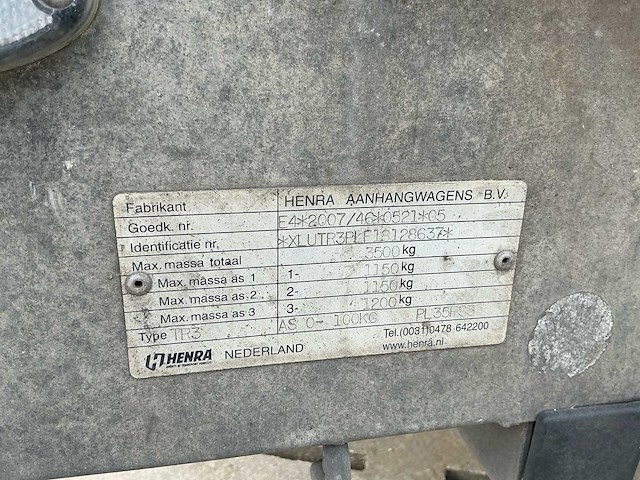 Henra 603 x 222 cm pl356022sltr plateau aanhangwagen - afbeelding 4 van  23