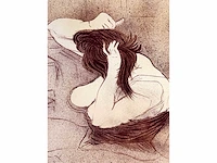 Henri de toulouse lautrec (naar) - femme se peignant - litho - afbeelding 6 van  6