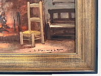 Henri joseph pauwels - interieur met haard - olie op doek - 65,5x82 cm - afbeelding 8 van  11