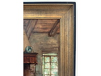Henri joseph pauwels - interieur met haard - olie op doek - 65,5x82 cm - afbeelding 4 van  5