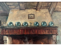 Henri joseph pauwels - interieur met haard - olie op doek - 65,5x82 cm - afbeelding 9 van  11
