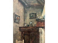Henri joseph pauwels - interieur met haard - olie op doek - 65,5x82 cm - afbeelding 10 van  11