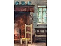 Henri joseph pauwels - interieur met haard - olie op doek - 65,5x82 cm - afbeelding 11 van  11