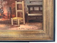 Henri joseph pauwels - interieur met haard - olie op doek - 65,5x82 cm - afbeelding 6 van  11
