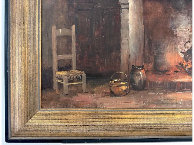 Henri joseph pauwels - interieur met haard - olie op doek - 65,5x82 cm - afbeelding 7 van  11