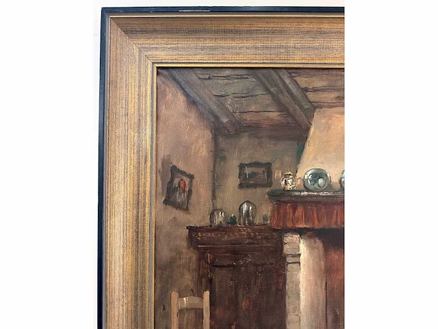Henri joseph pauwels - interieur met haard - olie op doek - 65,5x82 cm - afbeelding 8 van  11