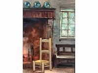 Henri joseph pauwels - interieur met haard - olie op doek - 65,5x82 cm - afbeelding 3 van  11