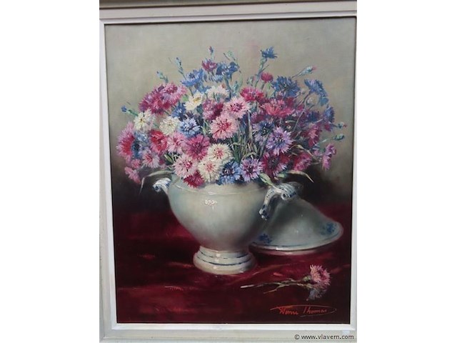 Henri joseph thomas (1878-1972), "stiileven bloemen" - afbeelding 2 van  7