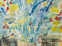 Henri victor wolvens (1896-1977), flower vase, 1966, watercolour and gouache on paper on canvas 108 x 72 cm. (42.52 x 28.35 in.), frame: 135 x 98 cm. (53.14 x 38.57 in.)