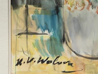 Henri victor wolvens (1896-1977), flower vase, 1966, watercolour and gouache on paper on canvas 108 x 72 cm. (42.52 x 28.35 in.), frame: 135 x 98 cm. (53.14 x 38.57 in.) - afbeelding 4 van  7