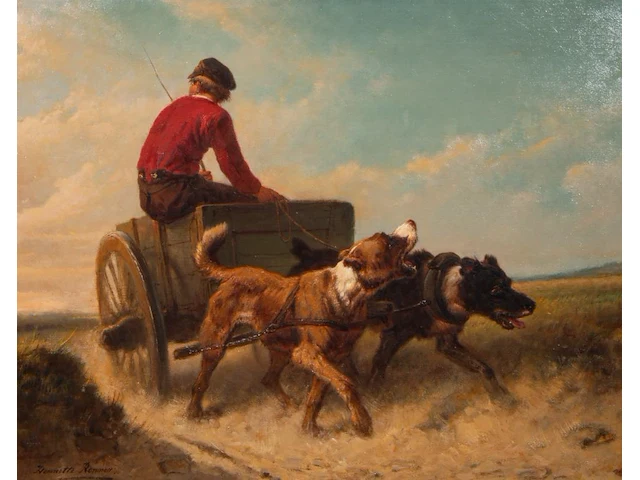 Henriette ronner (1821-1909), boy on a dog chariot, oil on canvas 44.5 x 56.5 cm. (17.51 x 22.23 in.), frame: 61 x 72 cm. (24.01 x 28.35 in.) - afbeelding 13 van  14