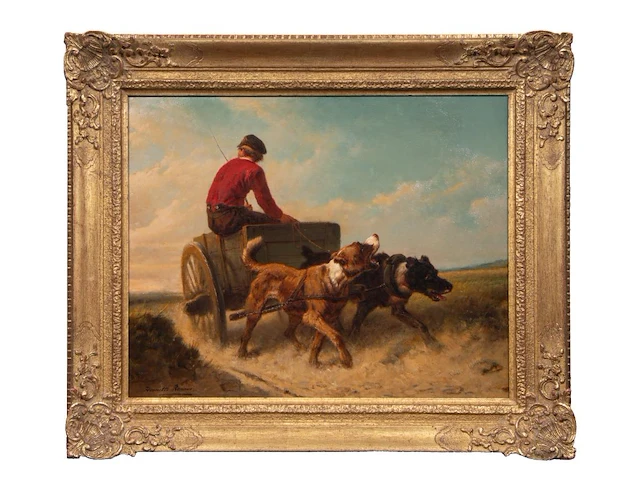 Henriette ronner (1821-1909), boy on a dog chariot, oil on canvas 44.5 x 56.5 cm. (17.51 x 22.23 in.), frame: 61 x 72 cm. (24.01 x 28.35 in.) - afbeelding 14 van  14