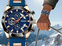 Heren casual sport quartz horloge in houten box