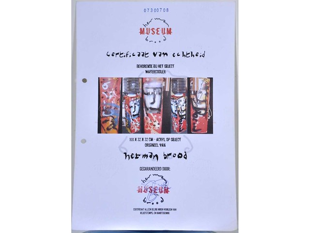 Herman brood - acryl op watercooler - met certificaat - afbeelding 4 van  8