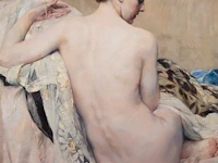 Herman jean joseph richir (1866-1942), 'le collier de perles', oil on canvas 80 x 100 cm. (31 1/2 x 39.36 in.), frame: 102 x 122 cm. (40.15 x 48.03 in.)
