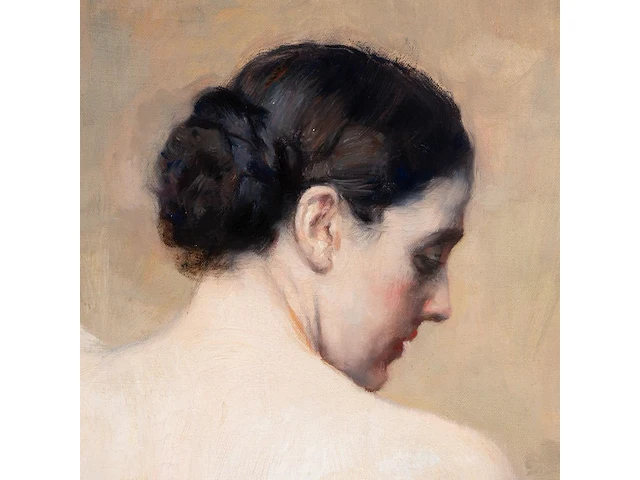 Herman jean joseph richir (1866-1942), 'le collier de perles', oil on canvas 80 x 100 cm. (31 1/2 x 39.36 in.), frame: 102 x 122 cm. (40.15 x 48.03 in.) - afbeelding 6 van  7