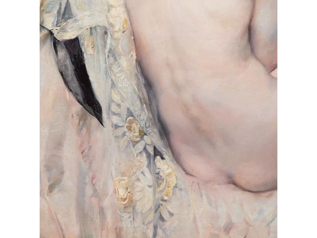 Herman jean joseph richir (1866-1942), 'le collier de perles', oil on canvas 80 x 100 cm. (31 1/2 x 39.36 in.), frame: 102 x 122 cm. (40.15 x 48.03 in.) - afbeelding 7 van  7