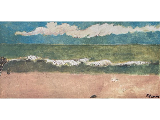 Herman minner (1924-1981), marine, oil on canvas 40 x 80 cm. (15 3/4 x 31 1/2 in.), frame: 57 x 97 cm. (22.44 x 38.18 in.) - afbeelding 1 van  5