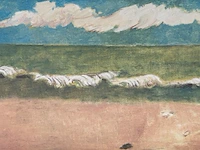 Herman minner (1924-1981), marine, oil on canvas 40 x 80 cm. (15 3/4 x 31 1/2 in.), frame: 57 x 97 cm. (22.44 x 38.18 in.)