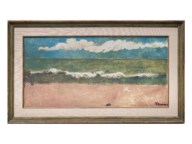 Herman minner (1924-1981), marine, oil on canvas 40 x 80 cm. (15 3/4 x 31 1/2 in.), frame: 57 x 97 cm. (22.44 x 38.18 in.) - afbeelding 2 van  5